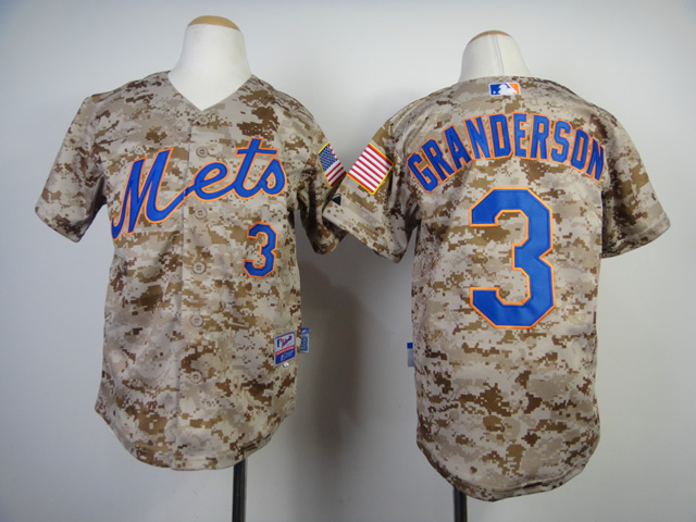 Youth New York Mets #3 Granderson Camo MLB Jerseys->youth mlb jersey->Youth Jersey